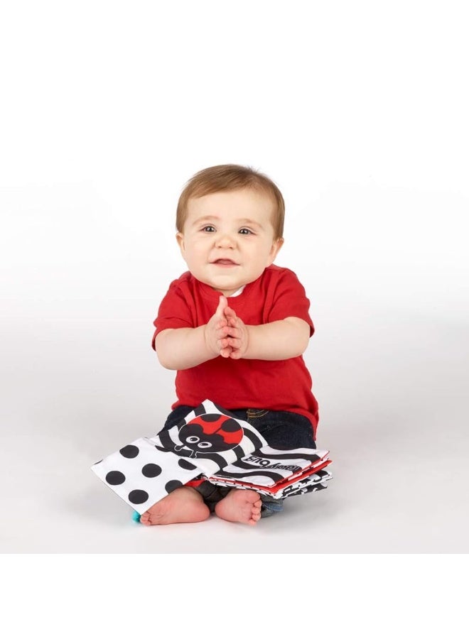 Sassy Peek-a-Boo Activity Book with Attachable Link for On-The-Go Travel | Black & White | for Ages Newborn and Up