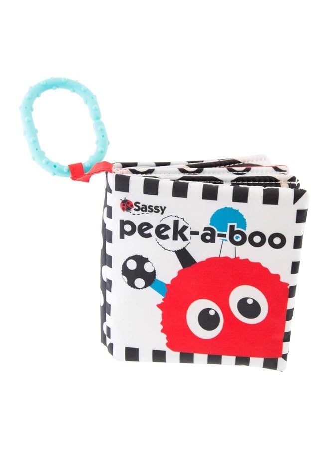 Sassy Peek-a-Boo Activity Book with Attachable Link for On-The-Go Travel | Black & White | for Ages Newborn and Up