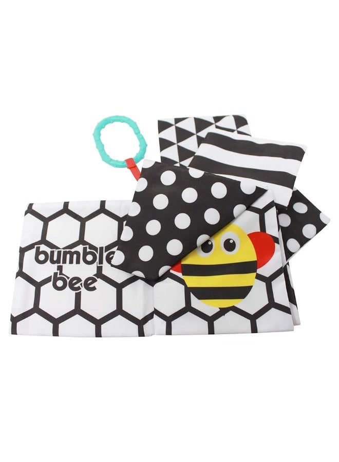 Sassy Peek-a-Boo Activity Book with Attachable Link for On-The-Go Travel | Black & White | for Ages Newborn and Up