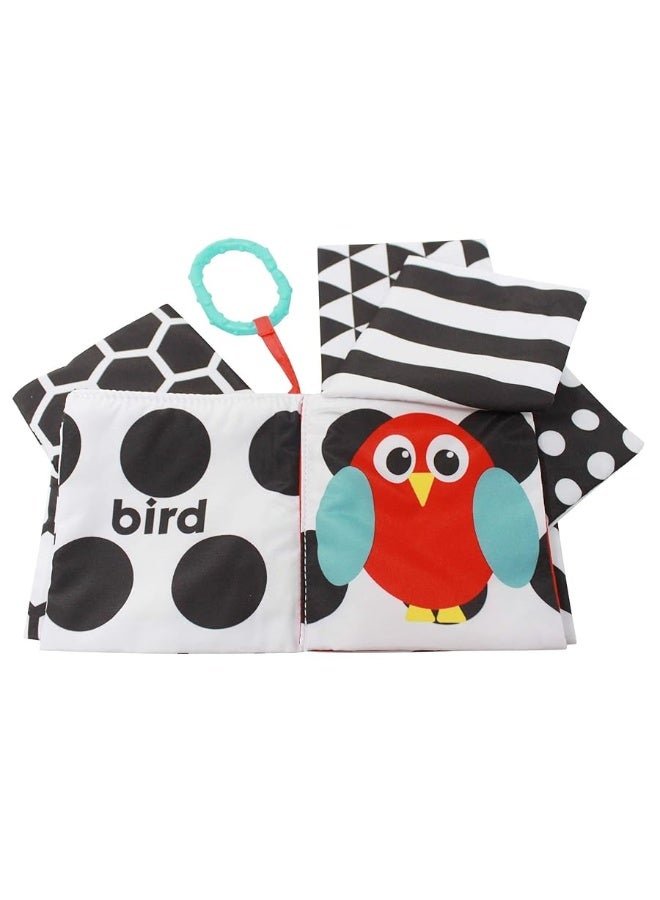Sassy Peek-a-Boo Activity Book with Attachable Link for On-The-Go Travel | Black & White | for Ages Newborn and Up
