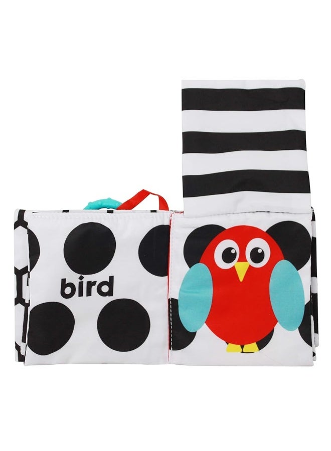 Sassy Peek-a-Boo Activity Book with Attachable Link for On-The-Go Travel | Black & White | for Ages Newborn and Up