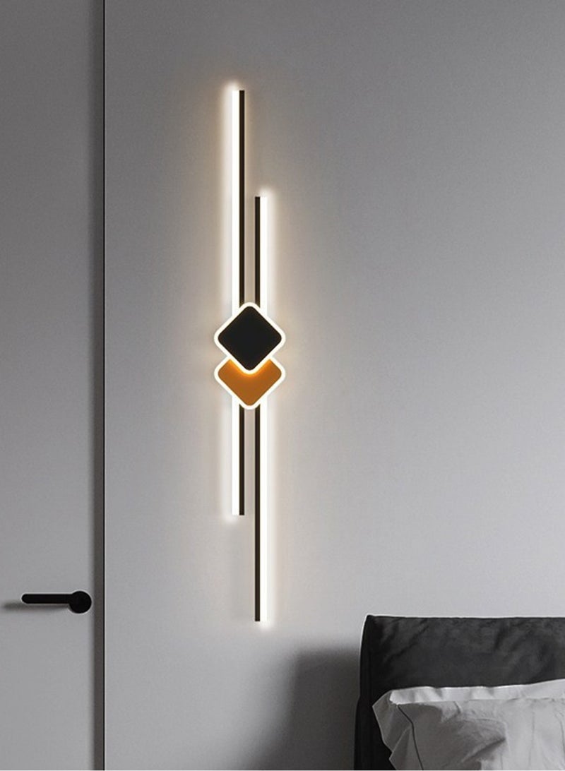 65CM-Indoor Long Strip Wall Sconce LED Linear Wall Lamp Modern Acrylic Wall Light Fixture , Modern Minimalist Black Decor Wall Mount Lights for Bedroom Study Room Corridor
