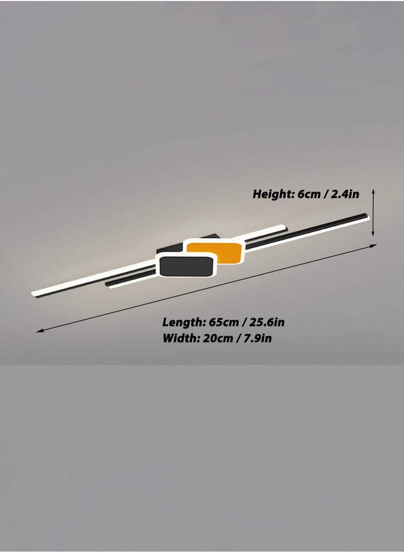 65CM-Indoor Long Strip Wall Sconce LED Linear Wall Lamp Modern Acrylic Wall Light Fixture , Modern Minimalist Black Decor Wall Mount Lights for Bedroom Study Room Corridor