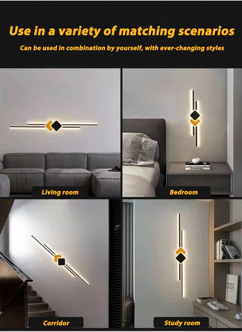 65CM-Indoor Long Strip Wall Sconce LED Linear Wall Lamp Modern Acrylic Wall Light Fixture , Modern Minimalist Black Decor Wall Mount Lights for Bedroom Study Room Corridor