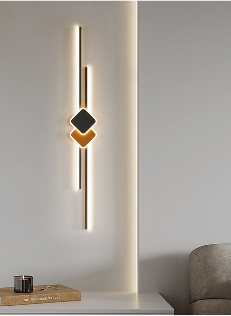 65CM-Indoor Long Strip Wall Sconce LED Linear Wall Lamp Modern Acrylic Wall Light Fixture , Modern Minimalist Black Decor Wall Mount Lights for Bedroom Study Room Corridor