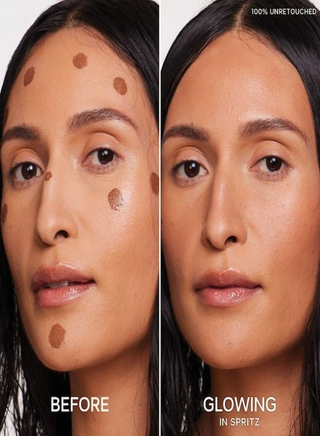 Dew Bronze Liquid Bronzing Cream , Spritz - light-medium to tan with neutral undertones 12ml - Soft-Focus Flawless Glow