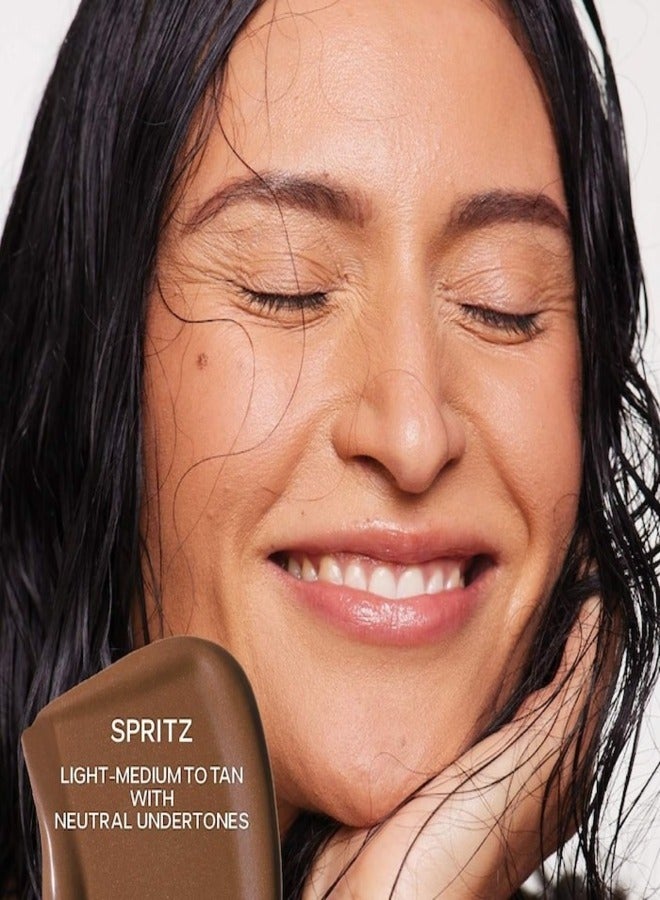 Dew Bronze Liquid Bronzing Cream , Spritz - light-medium to tan with neutral undertones 12ml - Soft-Focus Flawless Glow