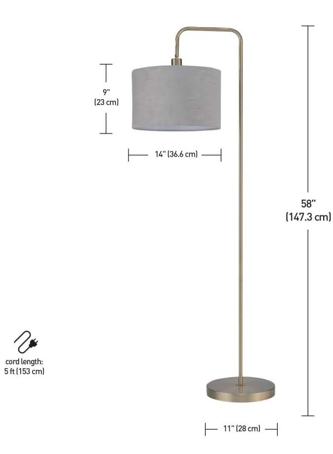 Floor lamp with fabric lampshade gray home decoration reading lamp suitable for living room bedroom office