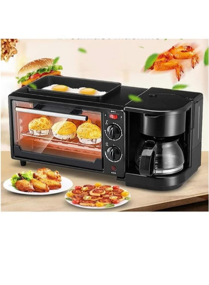 3 in 1 Breakfast Maker 1500W 9L Toaster Oven, Griddle Pan & Coffee Machine – Premium Breakfast Station for Fast & Easy Cooking Frying Pan, Oven & Coffee Maker Combo