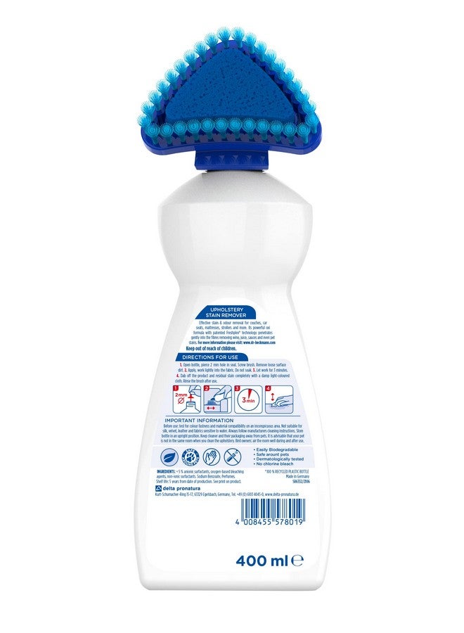 Upholstery Stain Remover Liquid, 400Ml|Removes Even Stubborn Stains And Odours From Sofa, Couch, Car Seats, Office Chairs, Mattresses & More|With Applicator Brush|Sofa Cleaner