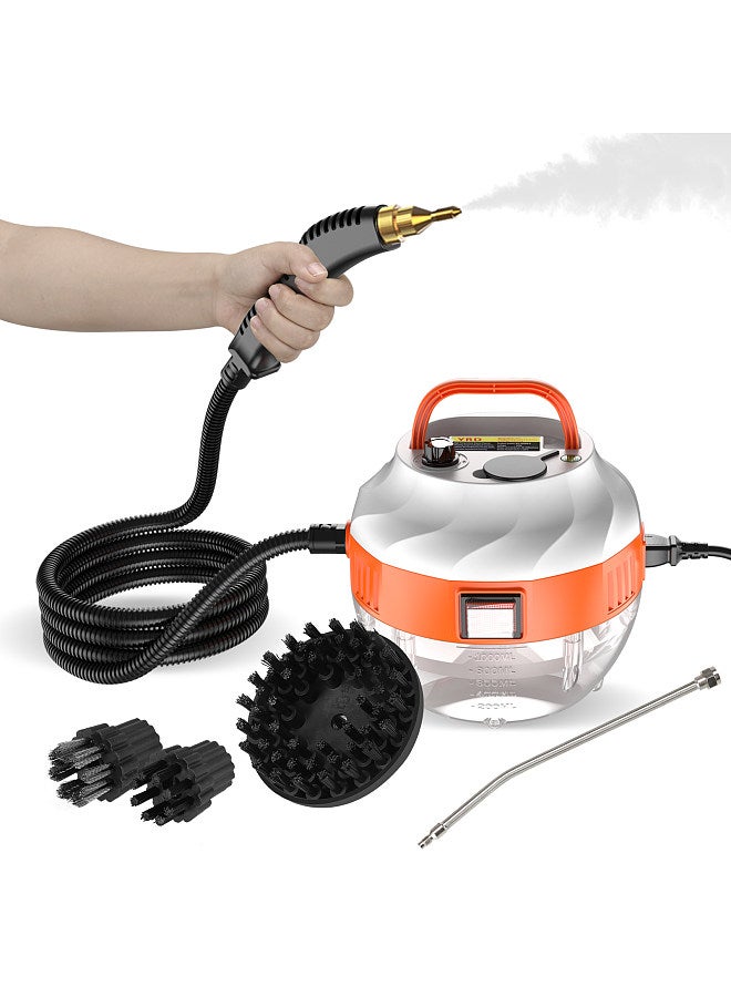 1500W Portable Handheld Steam Cleaner High Temperature Pressurized Steam Cleaning Machine with Brush Heads for Kitchen Furniture Bathroom Car