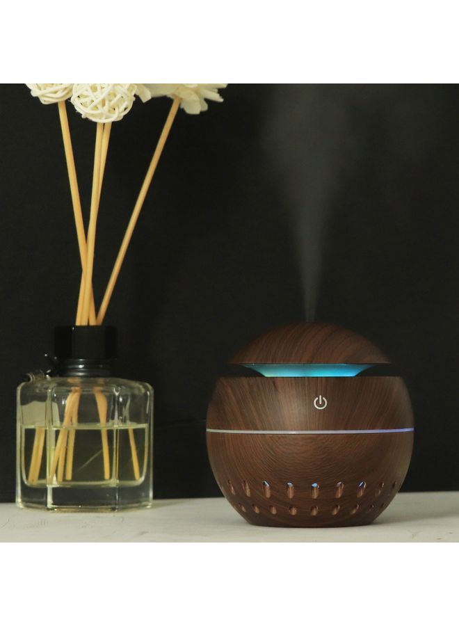 Mini Aromatherapy Essential Oil Diffuser Humidifier Dark Brown 10.5x10x10cm