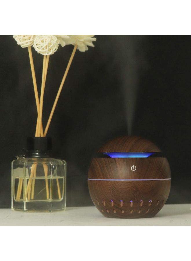 Mini Aromatherapy Essential Oil Diffuser Humidifier Dark Brown 10.5x10x10cm