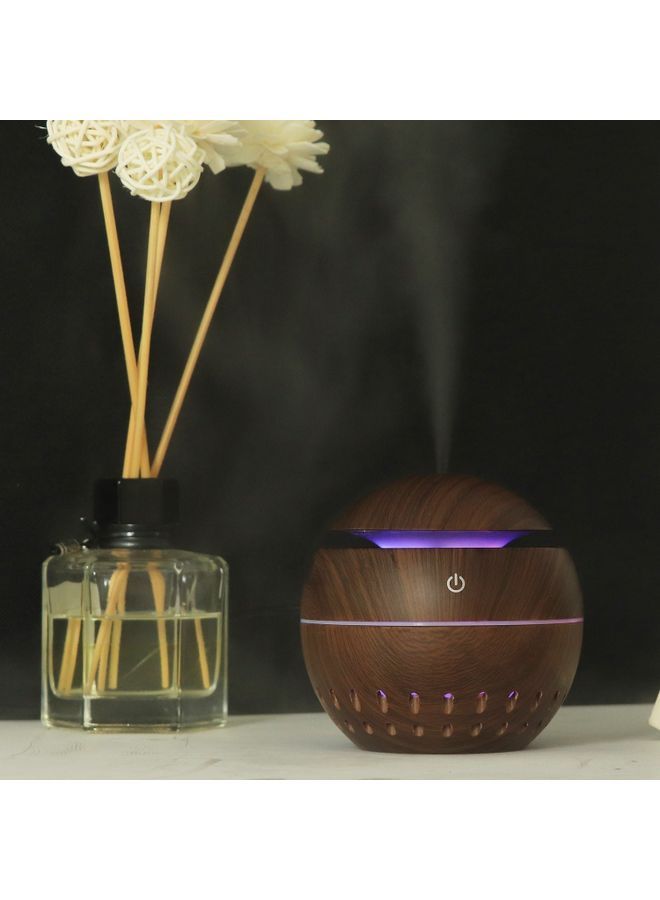 Mini Aromatherapy Essential Oil Diffuser Humidifier Dark Brown 10.5x10x10cm