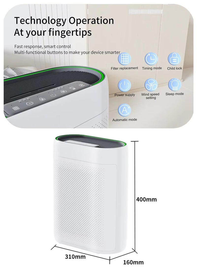 Smart Air Purifier - Air Cleaner with HEPA Filter - PM2.5 Monitor - Deodorization, Sterilization, Remove Formaldehyde - Essential Appliances for Home and Office - ZY2866
