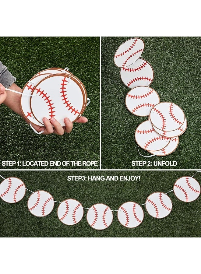 4 Pieces Baseball Banner Baseball Paper Garland for Sports Theme Party Decorations Baby Shower Birthday Photo Prop