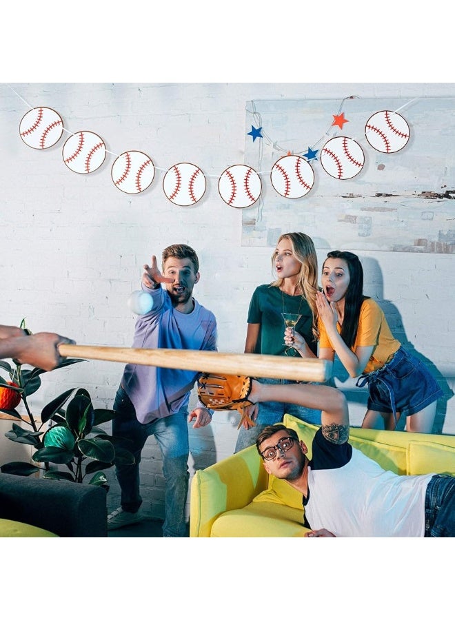 4 Pieces Baseball Banner Baseball Paper Garland for Sports Theme Party Decorations Baby Shower Birthday Photo Prop