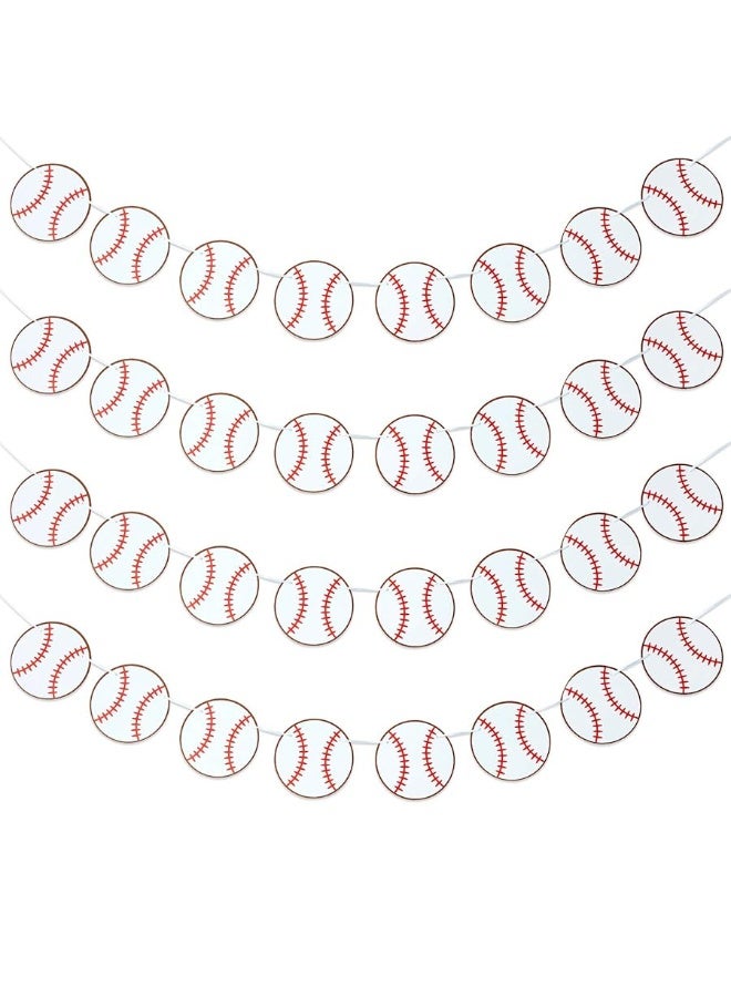 4 Pieces Baseball Banner Baseball Paper Garland for Sports Theme Party Decorations Baby Shower Birthday Photo Prop