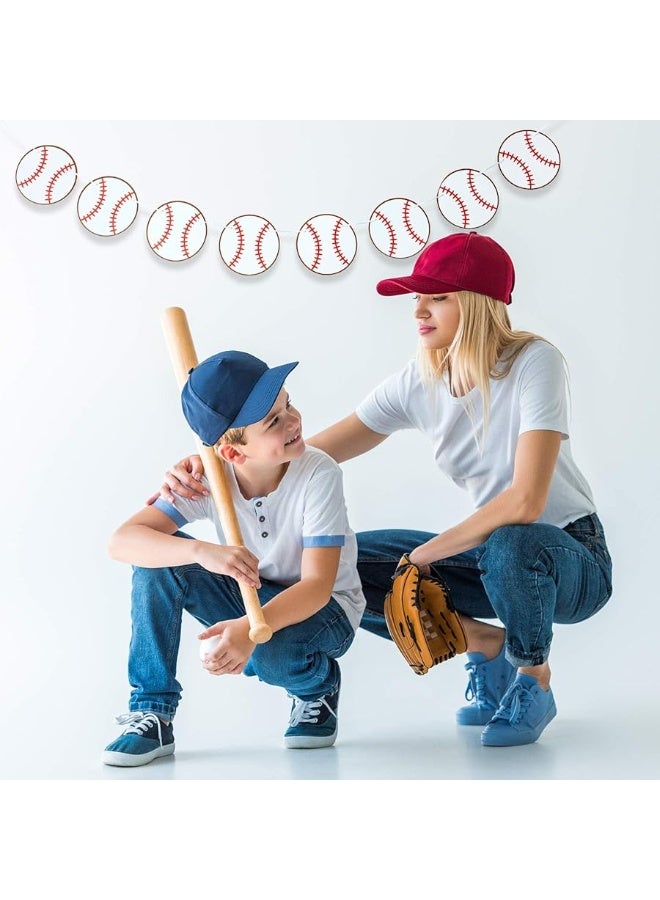 4 Pieces Baseball Banner Baseball Paper Garland for Sports Theme Party Decorations Baby Shower Birthday Photo Prop