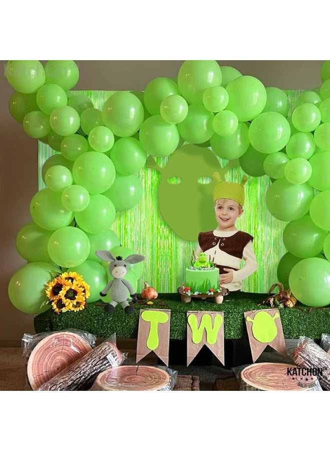 KatchOn, Neon Green Streamers Backdrop - XtraLarge, 3.2x8 Feet | Lime Green Foil Fringe Curtain for Neon Party Decorations, Neon Party Supplies | Neon Fringe Curtain for Lime Green Party Decorations