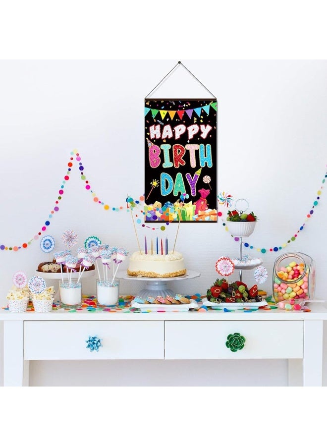 Tatuo Colorful Happy Birthday Sign Birthday Door Hanging Happy Birthday Hanger Birthday Door Banner Wall Decorations Bday Shower Party Supplies Favors for Kids Girls Boys