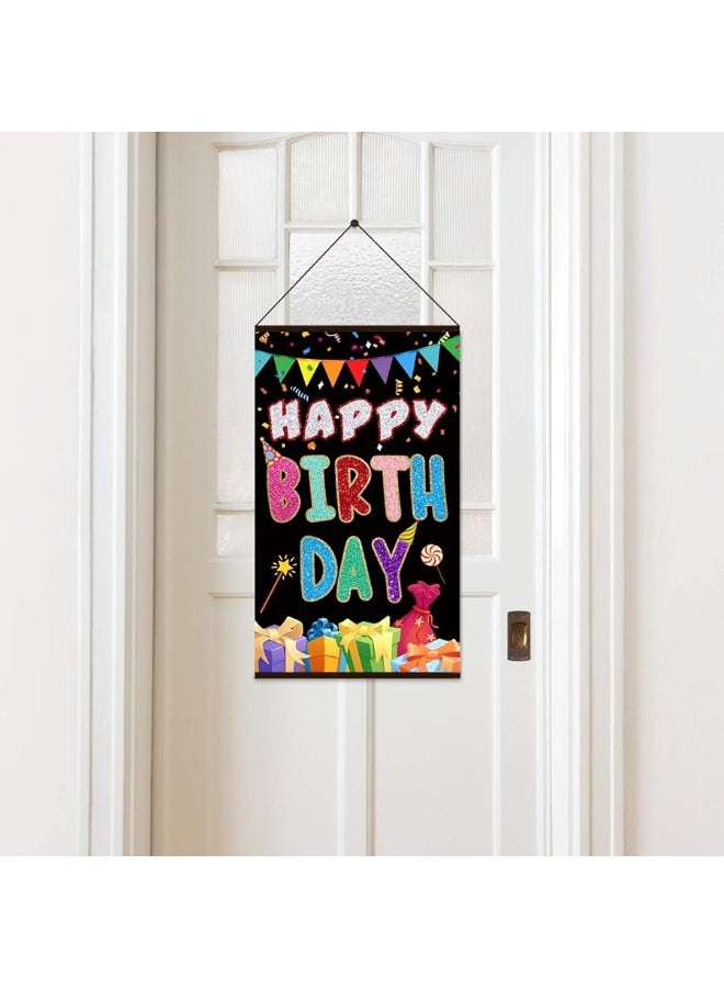 Tatuo Colorful Happy Birthday Sign Birthday Door Hanging Happy Birthday Hanger Birthday Door Banner Wall Decorations Bday Shower Party Supplies Favors for Kids Girls Boys
