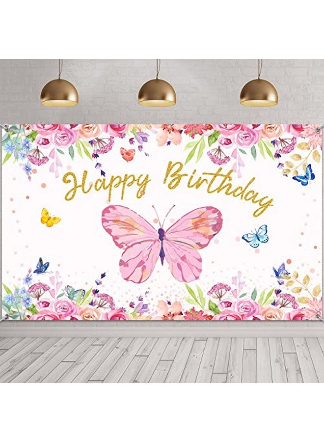 Butterfly Birthday Party Decorations Supplies Butterfly Backdrop For Girls Butterfly Birthday Backdrop Banner Watercolor Baby Banner Spring Themed Party Photography Background, 70.8 X 43.3 Inches