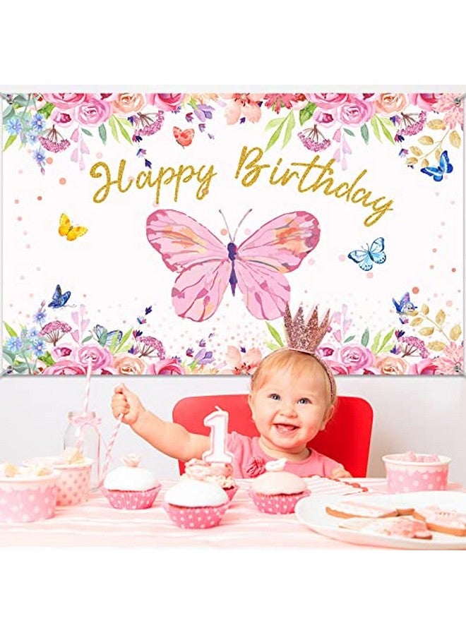 Butterfly Birthday Party Decorations Supplies Butterfly Backdrop For Girls Butterfly Birthday Backdrop Banner Watercolor Baby Banner Spring Themed Party Photography Background, 70.8 X 43.3 Inches