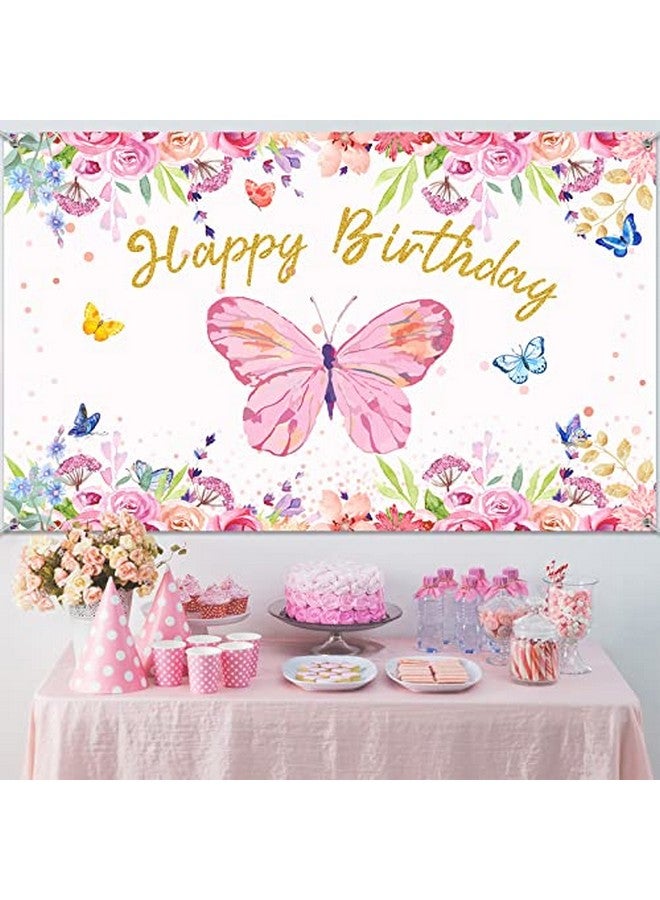 Butterfly Birthday Party Decorations Supplies Butterfly Backdrop For Girls Butterfly Birthday Backdrop Banner Watercolor Baby Banner Spring Themed Party Photography Background, 70.8 X 43.3 Inches