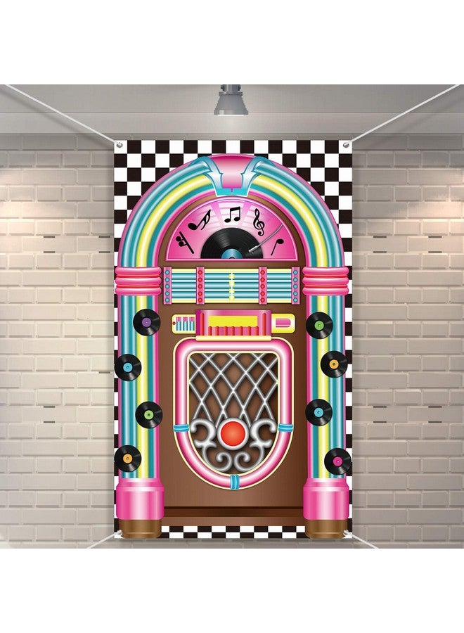 Jukebox Cutout Banner 50'S Rock And Roll Banner Backdrop Birthday Party Decoration Baby Shower Birthday Party Supplies