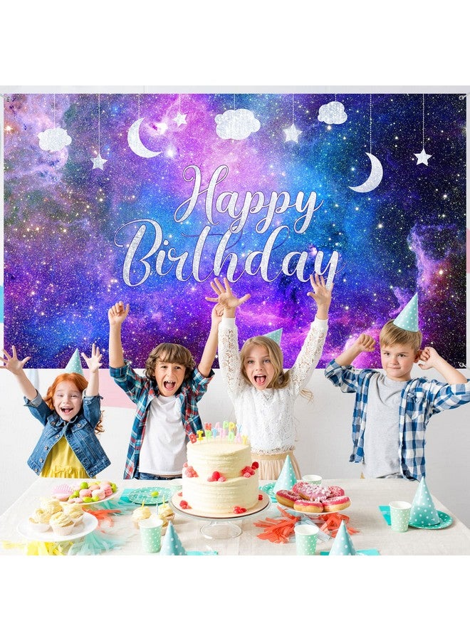 Space Galaxy Birthday Backdrop Cosmic Galaxy Background Starry Universe Nebula Stars Photography Background Banner For Kids Birthday Party Baby Shower Decoration, 70.8 X 43.3 Inches