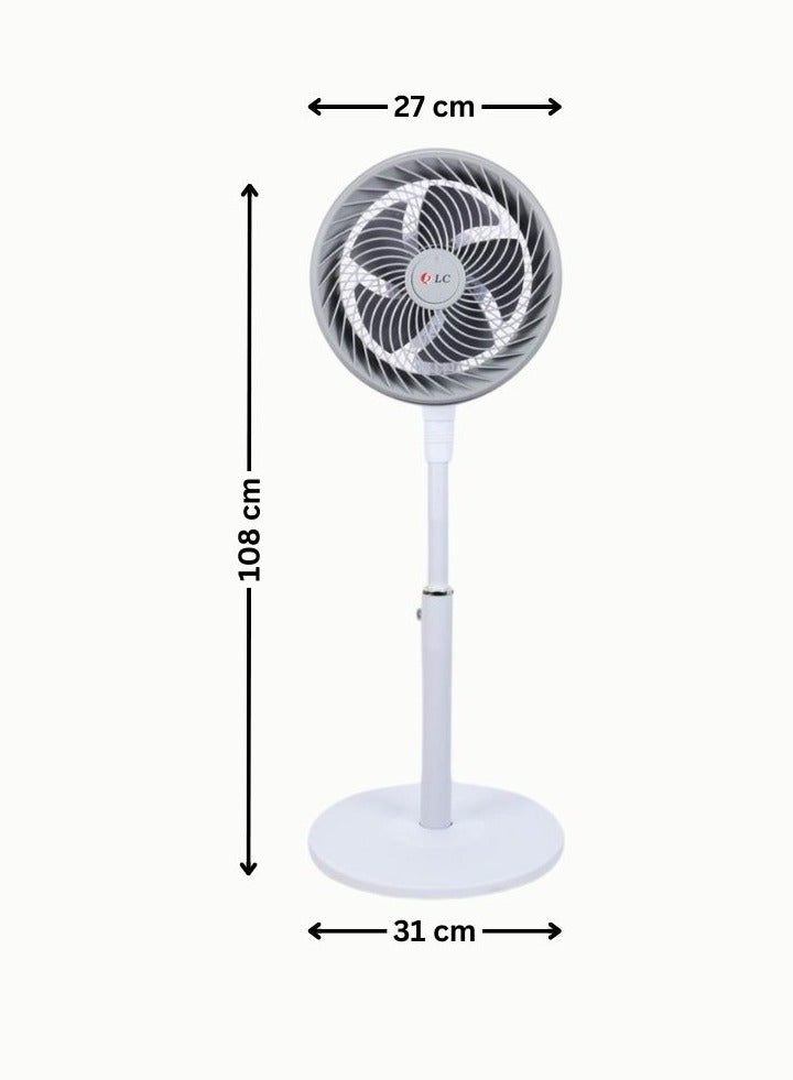 DLC-31065 Floor Stand Fan with 3 Speeds and 5 Blades, Silent Operation