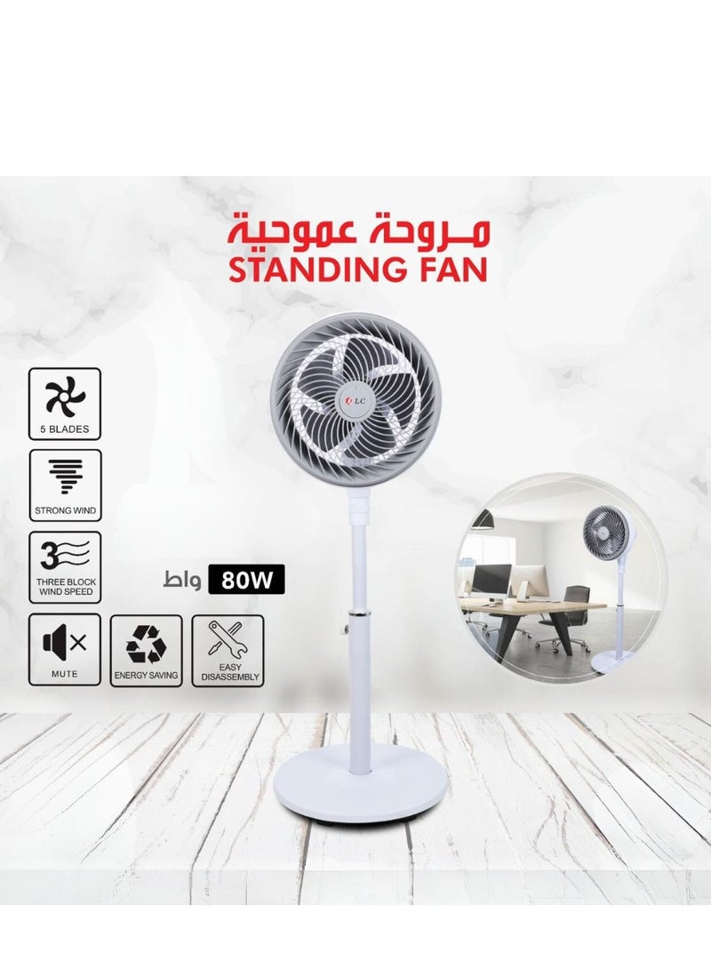 DLC-31065 Floor Stand Fan with 3 Speeds and 5 Blades, Silent Operation