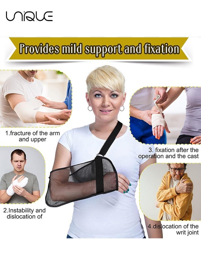 2 Pcs Mesh Arm Shoulder Sling Adjustable Shoulder Immobilizer for Shower Breathable Rotator Cuff Solution Lightweight Shoulder Sling for Shower Brace Black Arm Supports for Supporting Elbow Wrist