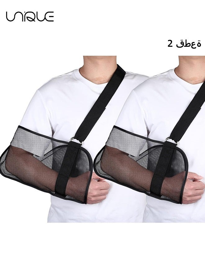 2 Pcs Mesh Arm Shoulder Sling Adjustable Shoulder Immobilizer for Shower Breathable Rotator Cuff Solution Lightweight Shoulder Sling for Shower Brace Black Arm Supports for Supporting Elbow Wrist