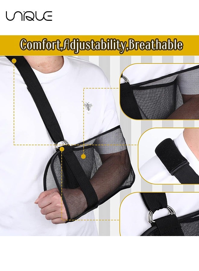 2 Pcs Mesh Arm Shoulder Sling Adjustable Shoulder Immobilizer for Shower Breathable Rotator Cuff Solution Lightweight Shoulder Sling for Shower Brace Black Arm Supports for Supporting Elbow Wrist