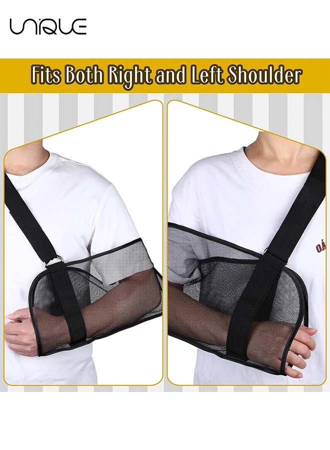 2 Pcs Mesh Arm Shoulder Sling Adjustable Shoulder Immobilizer for Shower Breathable Rotator Cuff Solution Lightweight Shoulder Sling for Shower Brace Black Arm Supports for Supporting Elbow Wrist