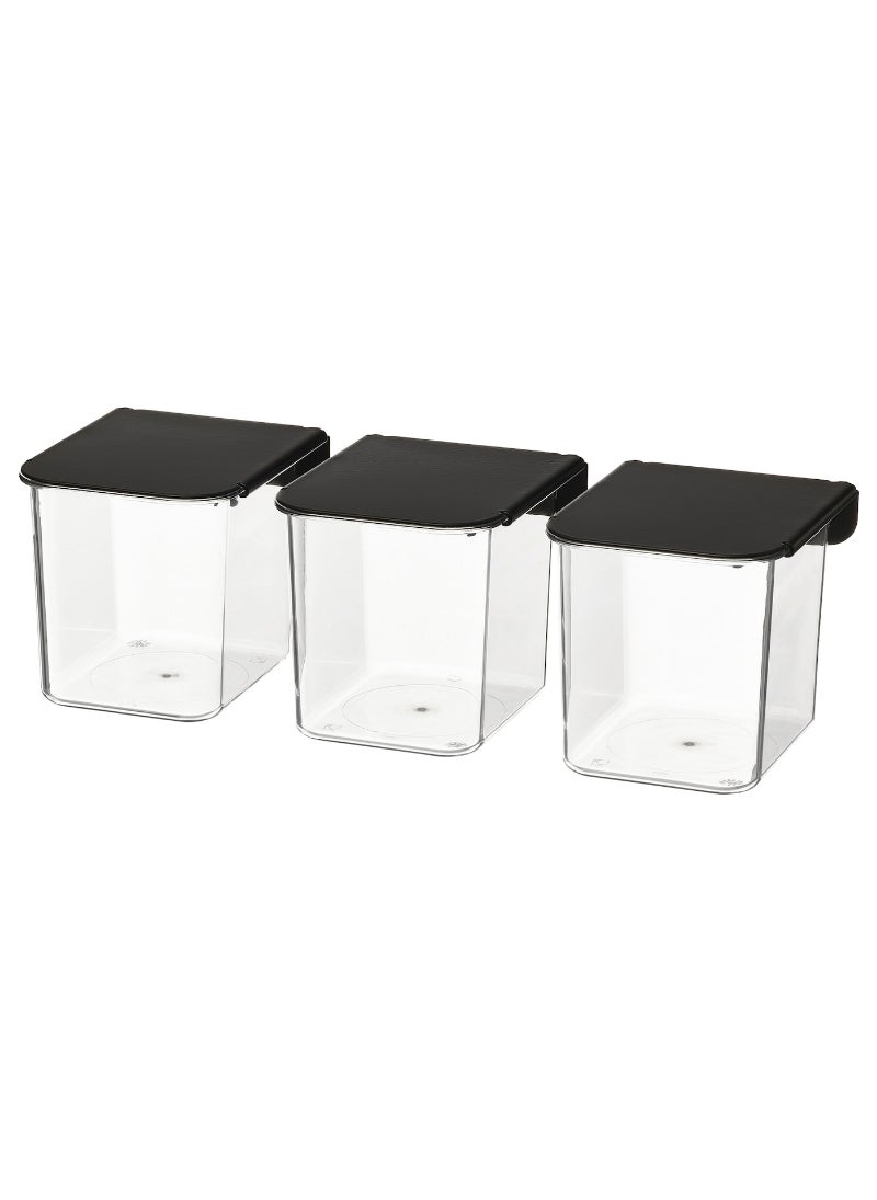 Container With Lid, Transparent/Black