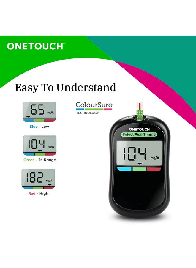 Select Plus Simple Glucometer Machine | Simple & Accurate Testing Of Blood Sugar Levels At Home | Global Iconic Brand | Free 10 Test Strips + 10 Sterile Lancets + 1 Lancing Device