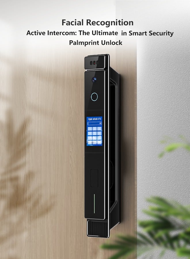 Smart Door Lock Smart Lock with Dual Screens (3.5'' Touch + 4.5'' Display), Dual Cameras, CNC Carved, Dual 4200mAh Batteries, 6068 Stainless Steel Lock Body, Jlink App, and Active Intercom Function