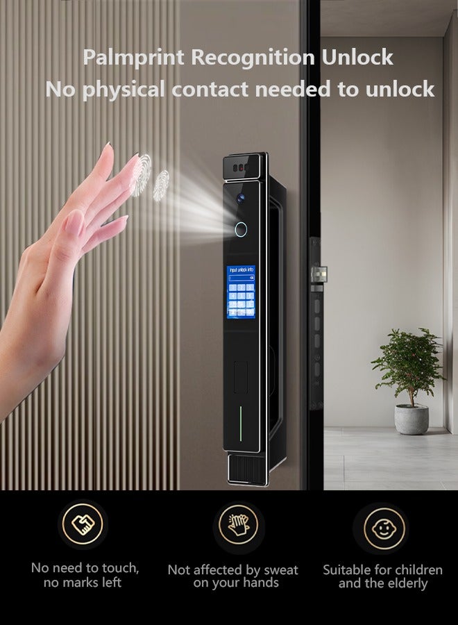 Smart Door Lock Smart Lock with Dual Screens (3.5'' Touch + 4.5'' Display), Dual Cameras, CNC Carved, Dual 4200mAh Batteries, 6068 Stainless Steel Lock Body, Jlink App, and Active Intercom Function