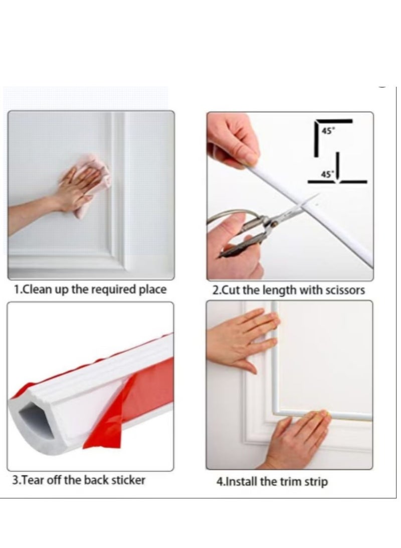 5M PVC Flexible Quadrant Round Molding Trim Floor Tile Edging Trim self Adhesive Laminate Floor Tile Beading Gap Cover Filling Caulk Strip for Wall Cabinet Skirting Countertops Window Door Edge White