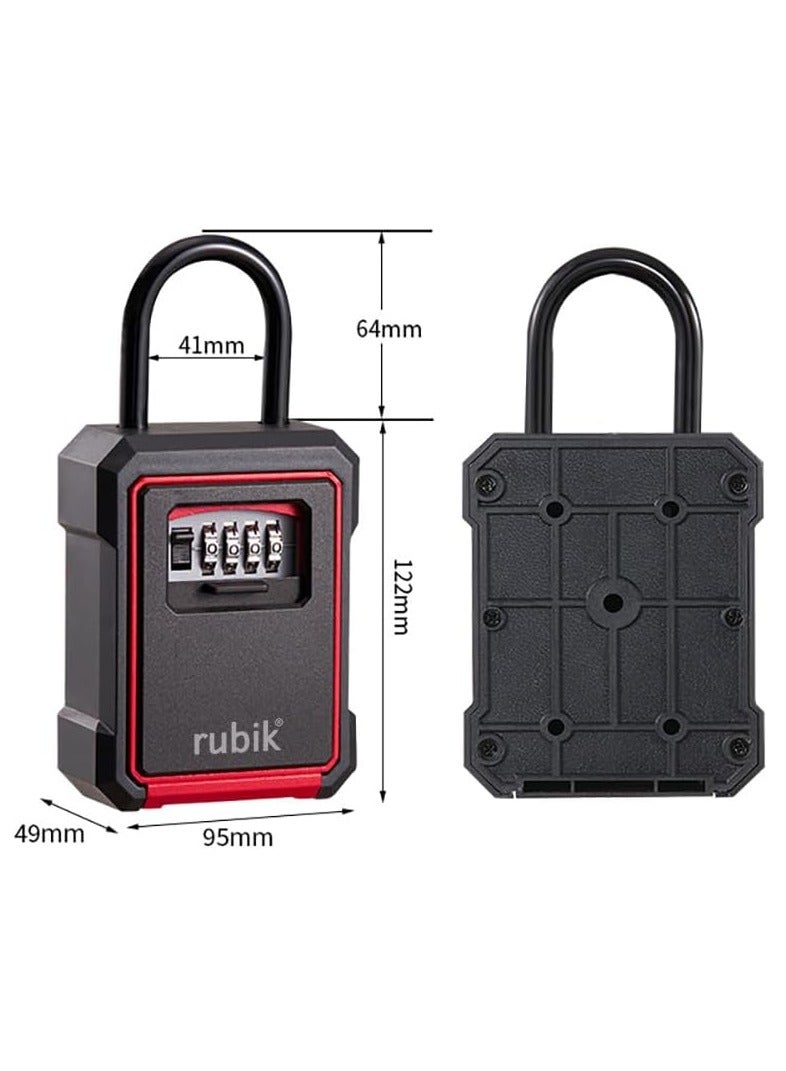 Keys Storage Padlock Safe Box with 4 Digits Combination Lock, Wall Mounted/Door Hanging for Outdoor and Indoor Home Hotel Office