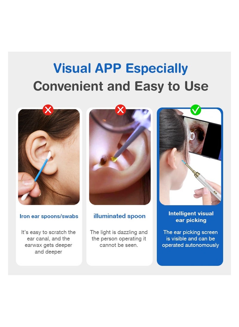 Dr. Isla P9 Intelligent Ear Pick with Camera Wireless WiFi Visual Ear Scoop Wax Cleaner Tool Bebird Wifi Smart Visual Ear Cleaner Wax Remover Endoscope Earpick Tool 500W High Precision Camera WIFI Android/IOS Connect Ear Cleaner Earwax Cleaner ( Blue )