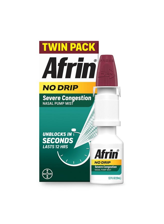 No Drip Severe Congestion Maximum Strength Nasal Spray - 12 Hour Nasal Spray Relief For Nose Congestion, Nasal Swelling, And Allergies - 2 X 0.5 Fl Oz Bottles - Pack Of 1