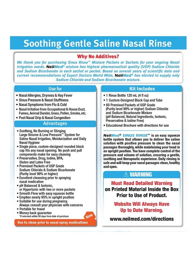 Pharmaceuticals - Sinus Rinse Kids All Natural Kit - 60 Premixed Packets