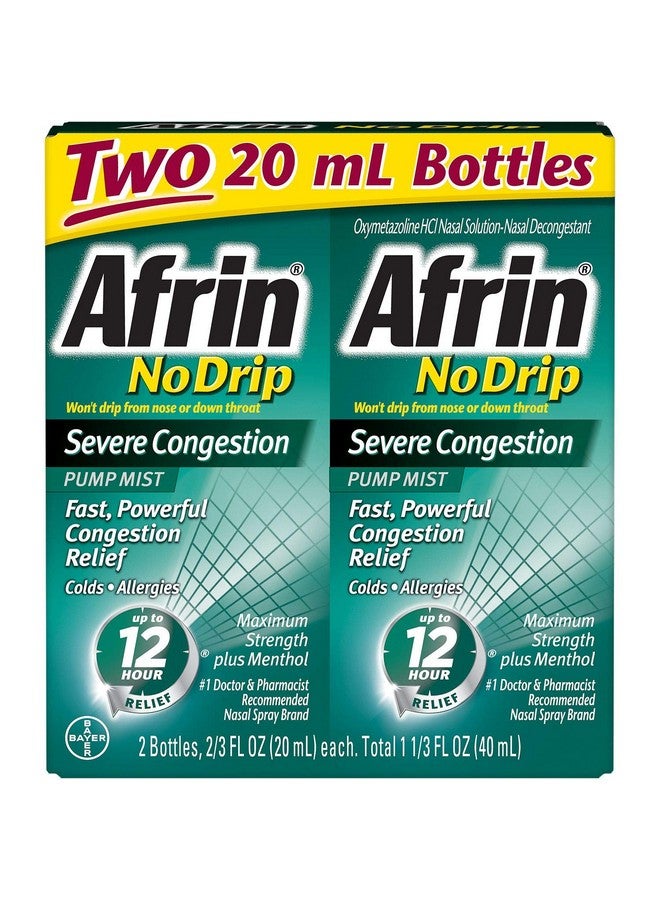 No Drip 12-Hour Pump Mist, Severe Congestion - 2 Pumps Each 2/3 Oz - Total 1.33 Oz