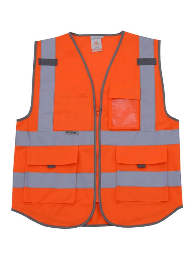 High Visibility Reflective Safety Work Vest With Multiple Pockets Orange 0.26kg