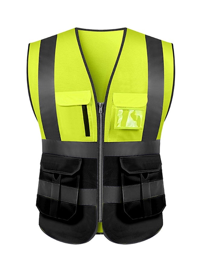 High Visibility Reflective Safety Work Vest With Multiple Pockets Black&Yellow 0.27kg