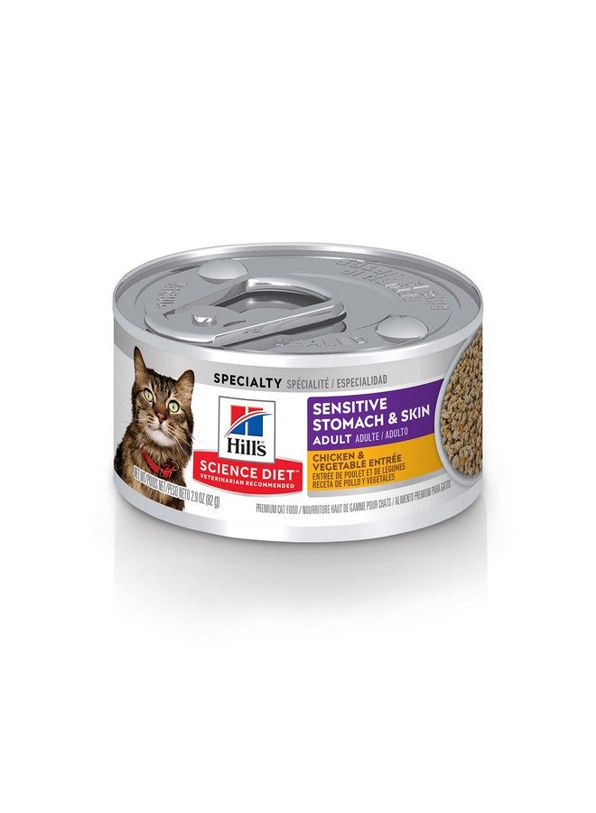 Sensitive Stomach & Skin, Adult 16, Stomach & Skin Sensitivity Support, Wet Cat Food, Chicken & Vegetables Minced, 2.9 Oz Can, Case Of 24